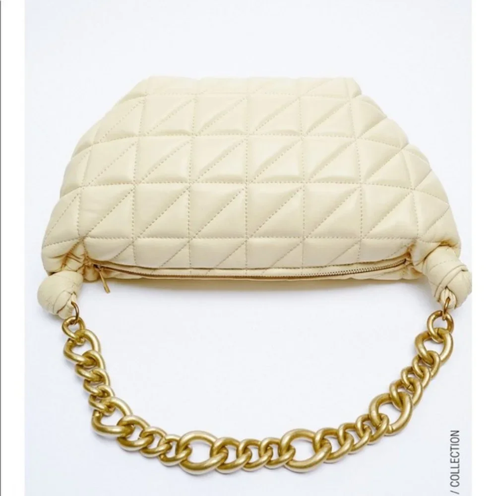 Zara QUILTED LEATHER BAG NWT - Picture 3 of 4